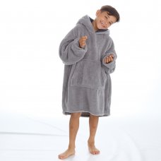 18C812: Older Kids Grey Over Sized Snuggle Hoodie  (One Size - 7-13 Years)